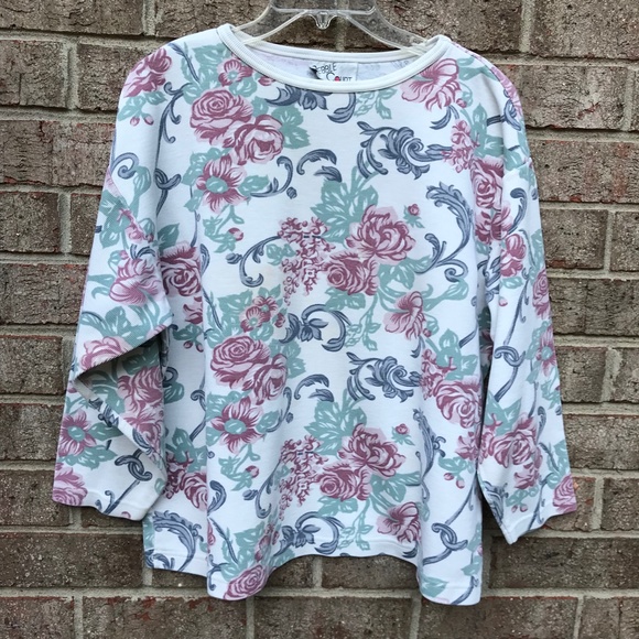 80's Vintage PEBBLE COURT Floral Pullover | L - Picture 7 of 11